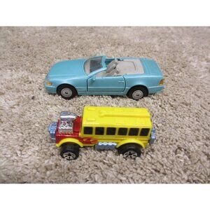 LOT OF 2 TOY CARS MERCADES SUPED UP SCHOOL BUS